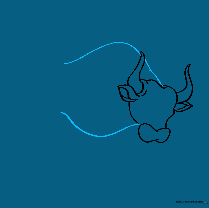 Long curved lines forming the back and torso of the bull.
