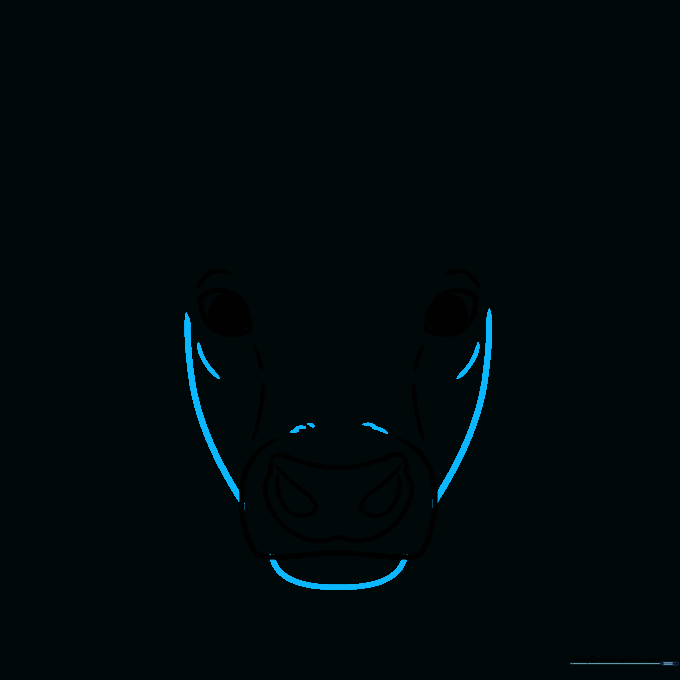 A semi-oval shape drawn beneath the nose to represent the bull's mouth.