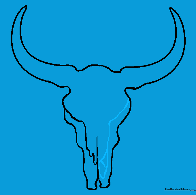 Drawing the eye socket detail on the bull skull