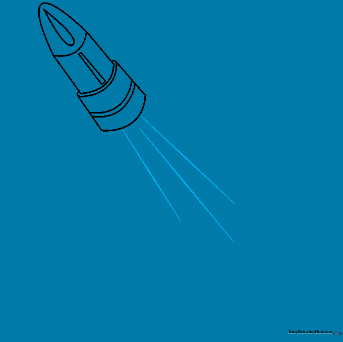 Diagonal motion lines drawn behind the bullet to suggest high speed.