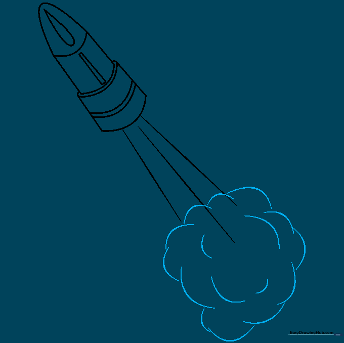 A fluffy, cloud-like smoke effect drawn behind the moving bullet.