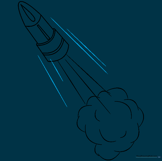 Final outline of the bullet with additional motion lines for a dynamic look.