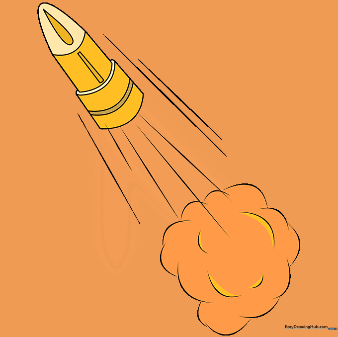 A fully colored cartoon bullet with brass and grey tones, ready for a comic scene.
