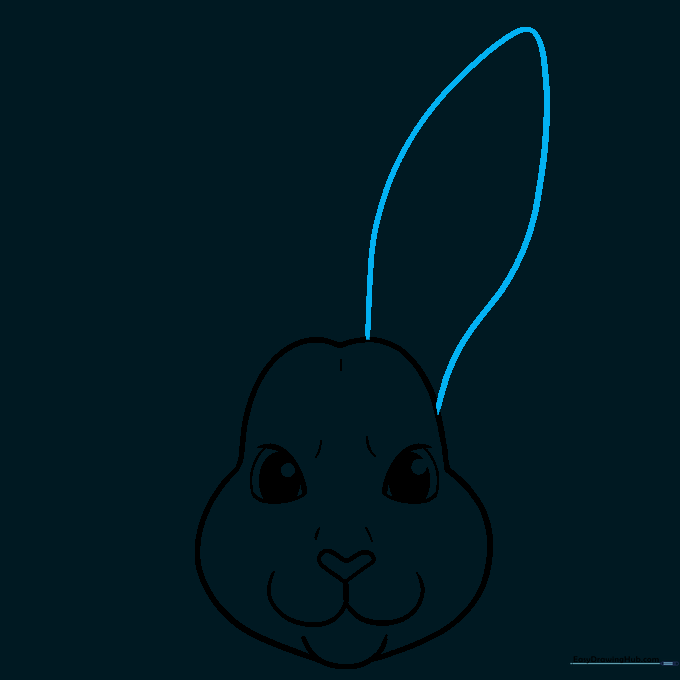 Adding a long, rounded ear shape to the right side of the bunny head.
