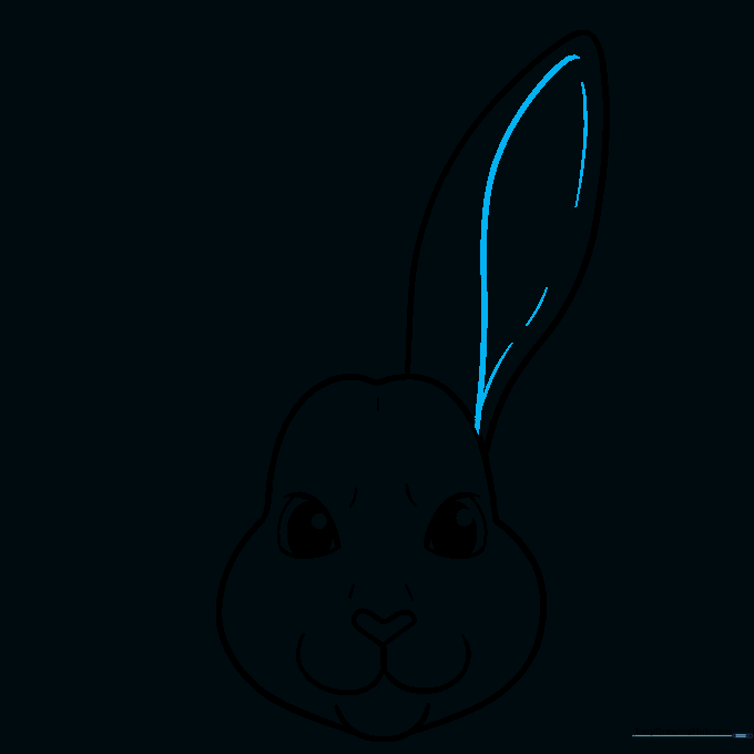 Adding a fold line inside the bunny ear to create a 3D effect.