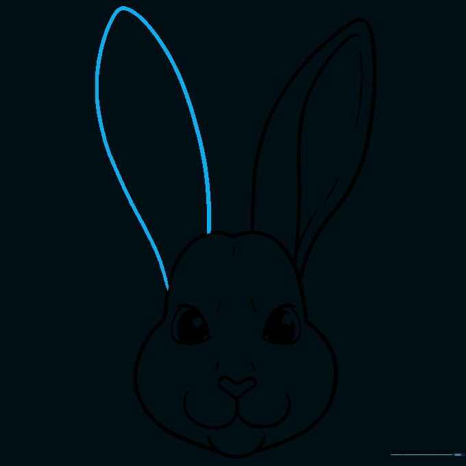 Adding the second ear to the left side of the bunny head.