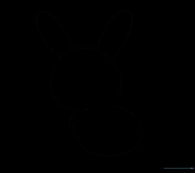The bunny outline with internal guide lines erased for a clean look.