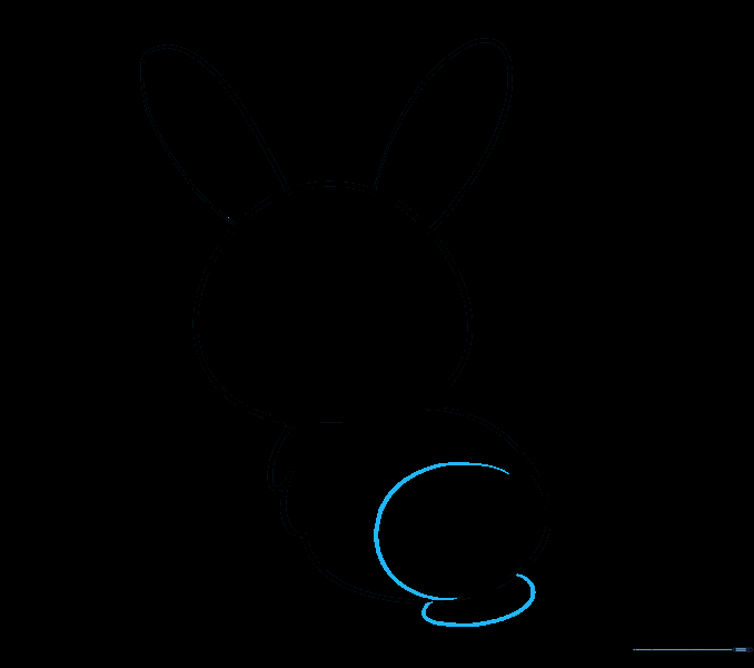 A curved back leg and rounded foot added to the bunny's body.
