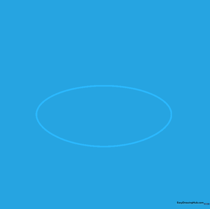Pencil sketch of a single oval representing a burger patty on a white background.