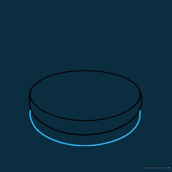 Drawing the bottom bun of the burger using a wide, gentle curve.