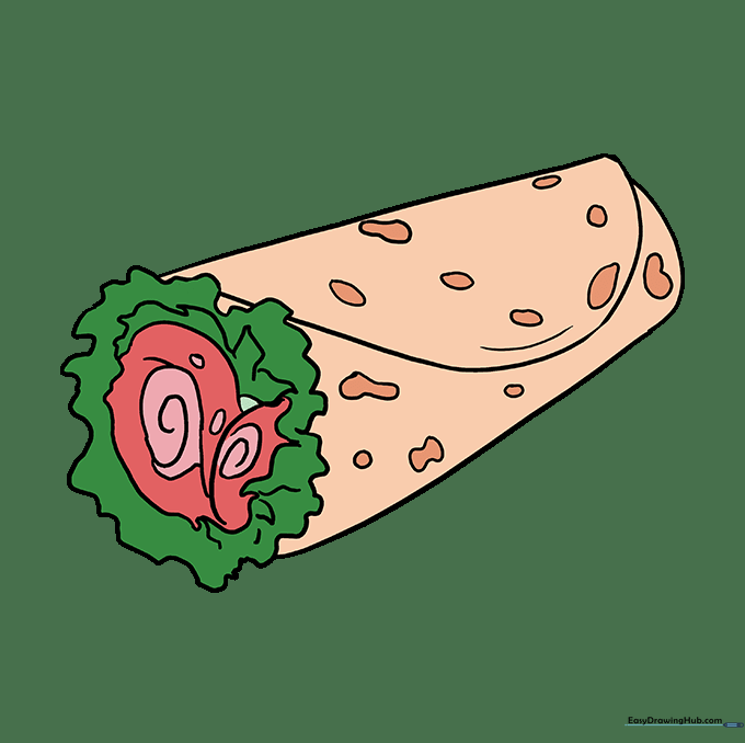 A fully colored and finished burrito drawing.