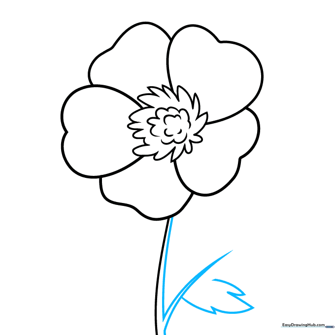 Adding a second stem line and the beginning of a jagged leaf.