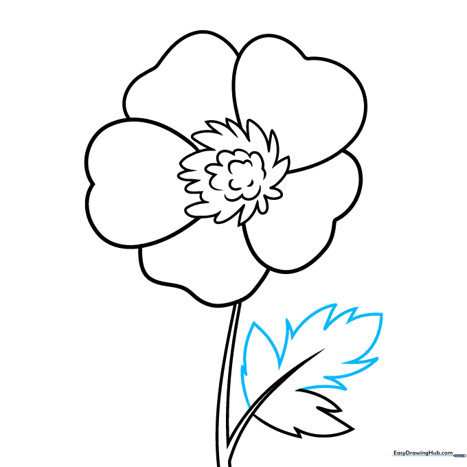 Refining the jagged, lobed edges of the buttercup leaf.