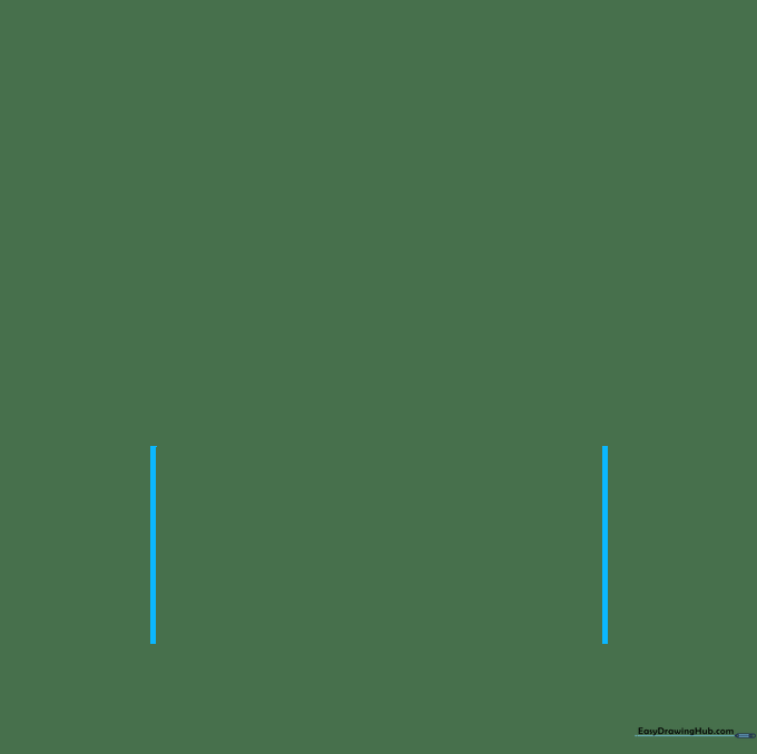 Two vertical parallel lines drawn on paper to represent the base of a cake.