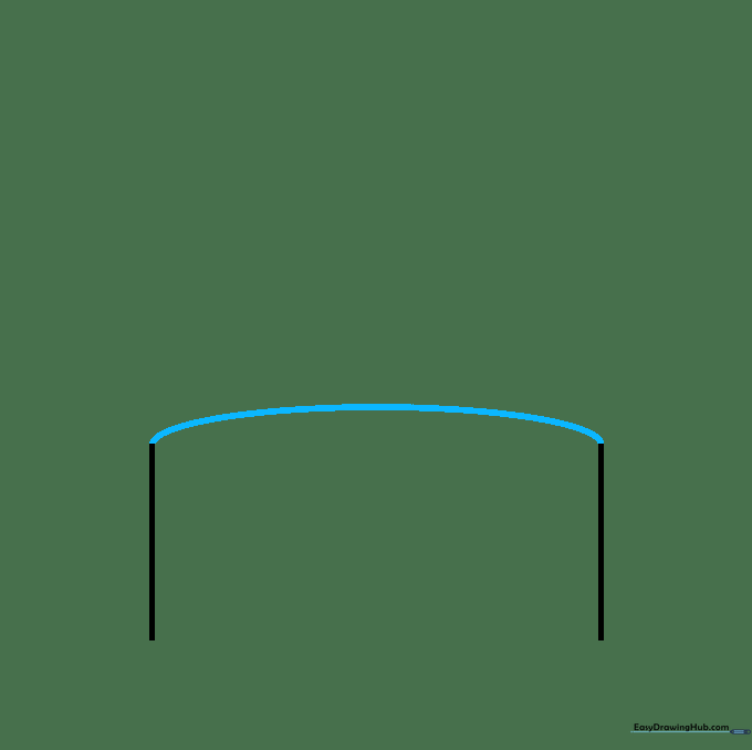 A curved line connecting the top of the two vertical lines.