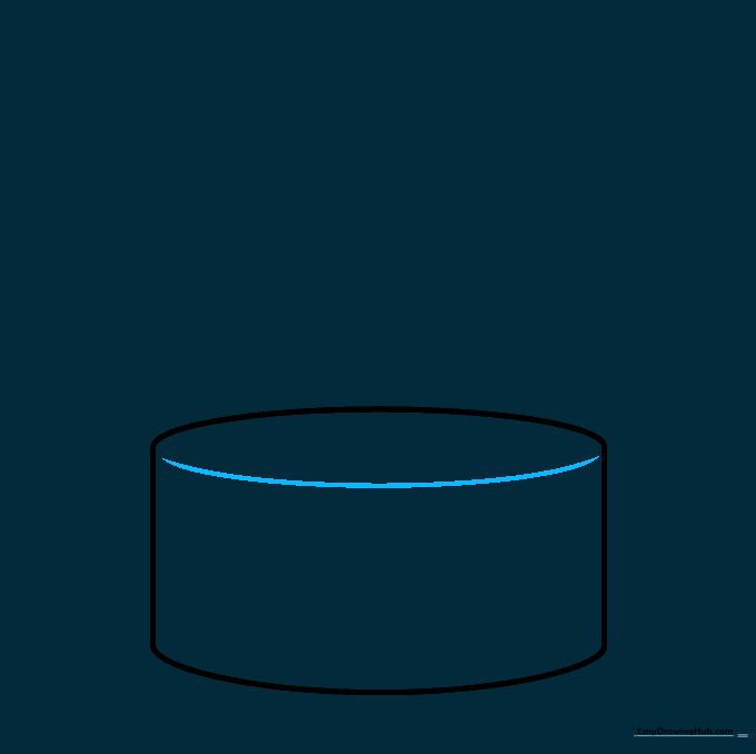 A small curved line added to the top surface of the cake base.