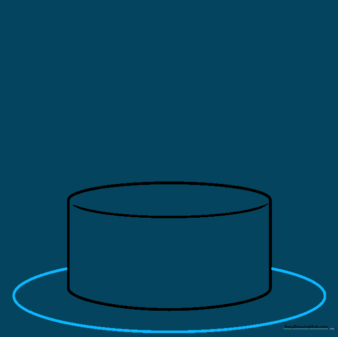 A large oval drawn around the base of the cake to represent a plate.