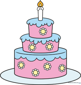 A vibrant, multi-tiered cartoon cake illustration, perfect for beginners.