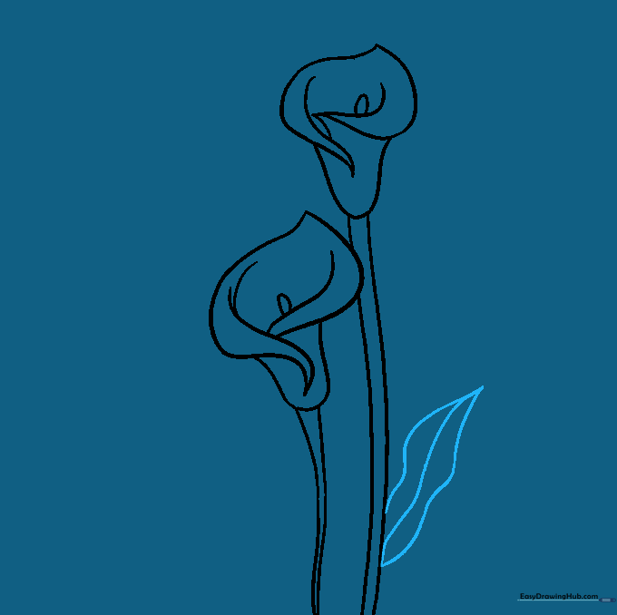 Adding a large, wavy leaf with a central vein to the base of the stem.