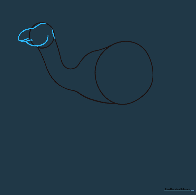 Detailed curved lines added to the head circle to define the camel's snout and jawline.