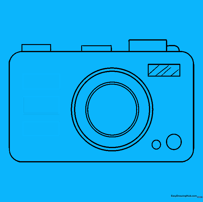 Three vertical rectangles added to the side of the lens to represent the camera grip.