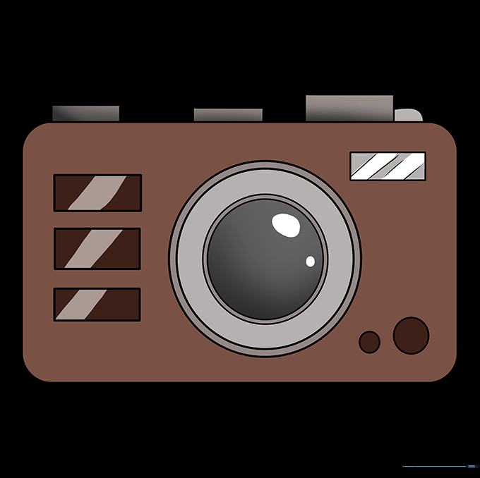 A fully colored, finished camera drawing.