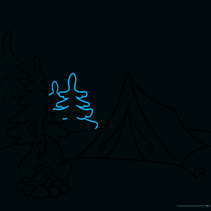 Adding smaller, distant pine trees to build perspective in the background.