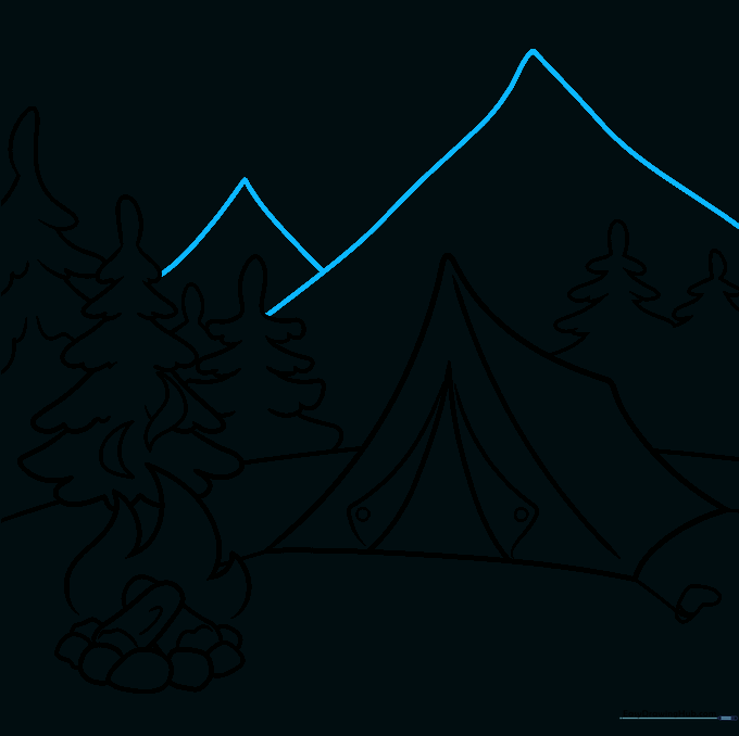 Adding large, simple mountain silhouettes to the horizon line.