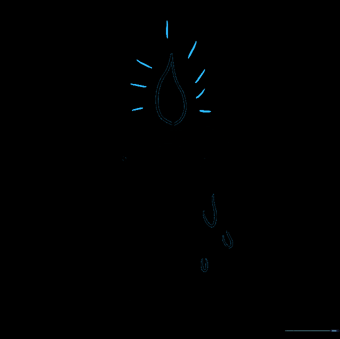 Small lines drawn around the flame to represent a glowing effect.