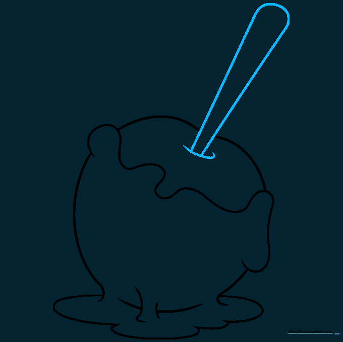 Adding texture lines to the candy puddle at the base of the drawing.