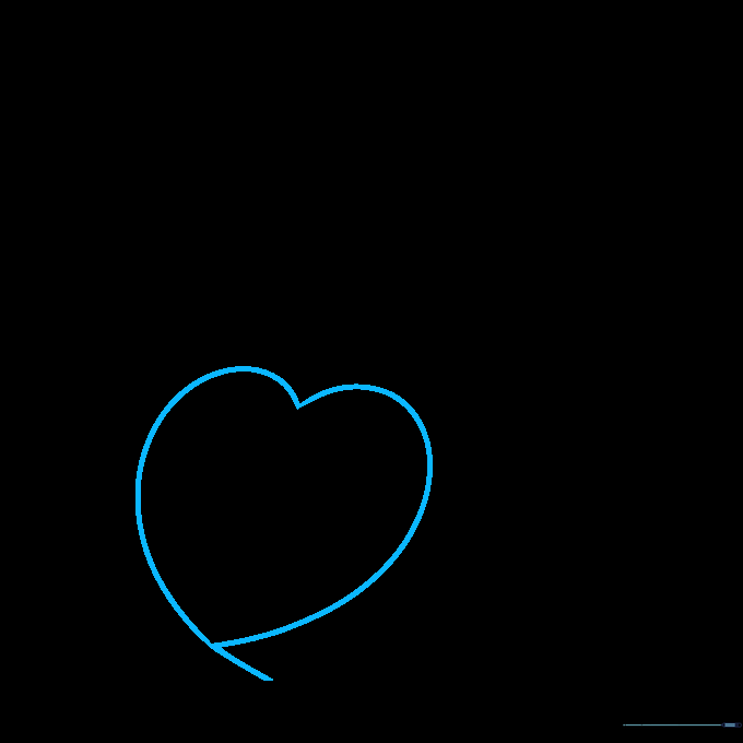 A single, lightly sketched heart shape tilted to the left on a white background.