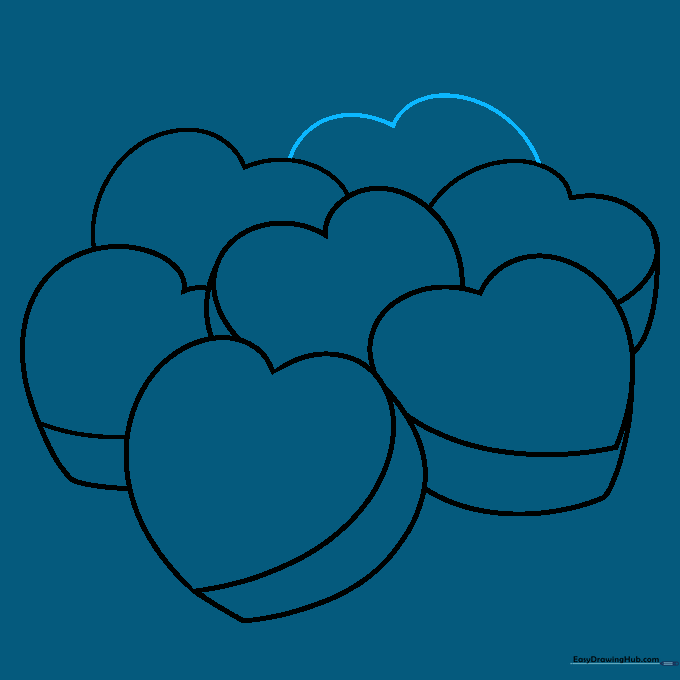 Seven overlapping heart shapes completing the candy heart cluster outline.