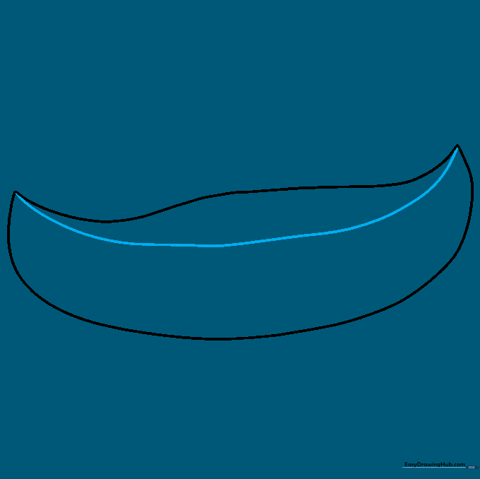 A curved line added to the top of the hull to define the interior rim of the canoe.