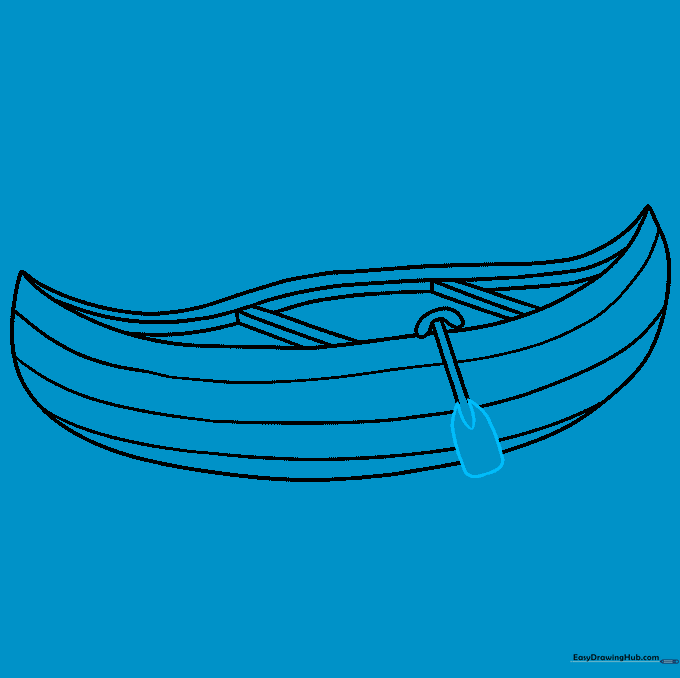 Completing the paddle blade with a V-shaped detail.