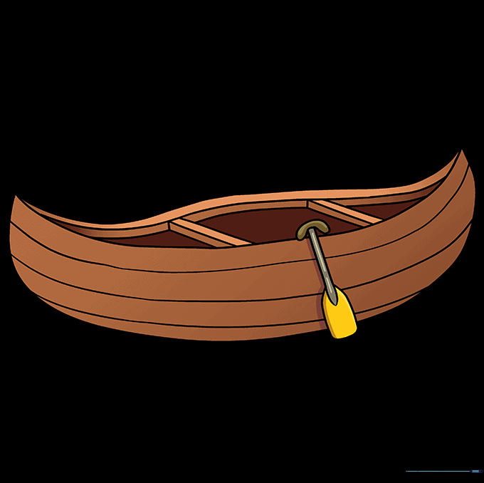 A fully colored, finished cartoon canoe drawing.