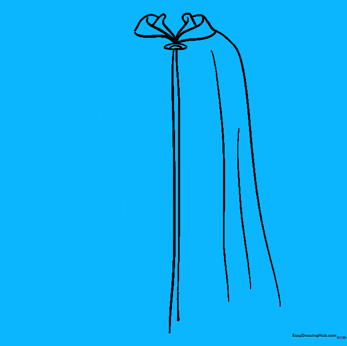 Drawing the right side edge of the cape to mirror the left side.