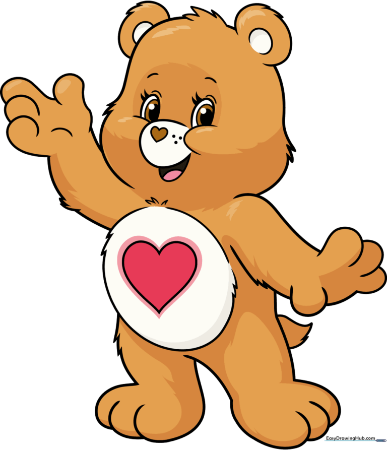 Colorful, finished Care Bear illustration, perfect for inspiring young artists.
