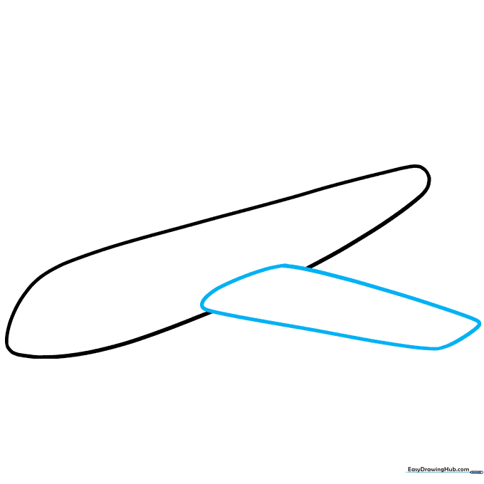 Adding a rounded rectangular wing to the side of the airplane body.