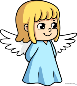 A friendly, colorful cartoon angel illustration, perfect for kids to learn drawing.