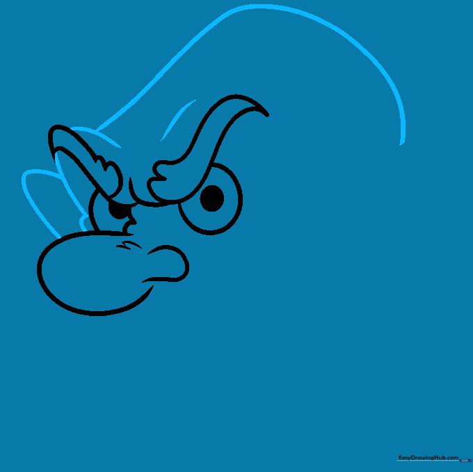 Outlining the side of the face and the ear for the character profile.