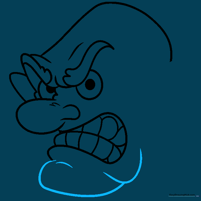 Drawing the chin and jawline to define the face shape.