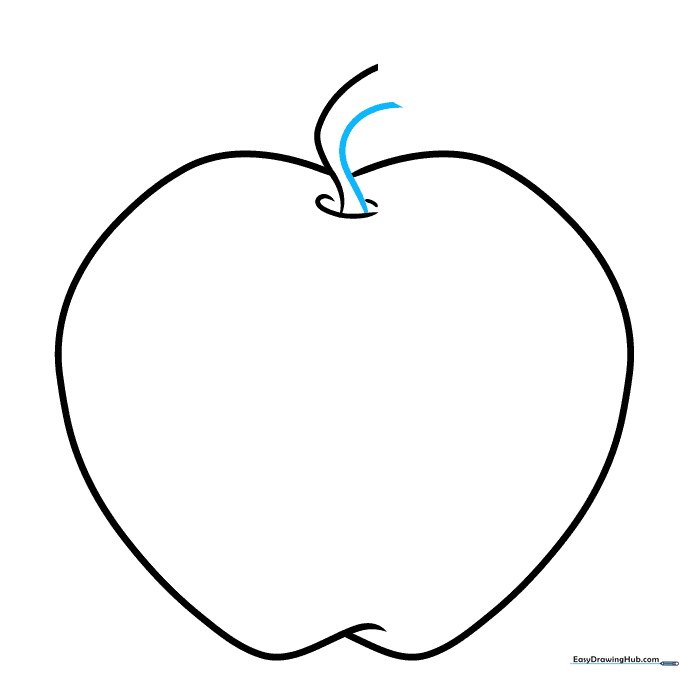 Pencil sketch showing the completed stem shape.