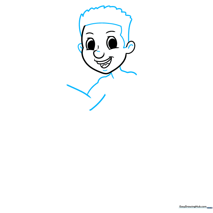 Adding hair texture and neck structure to the basketball player sketch