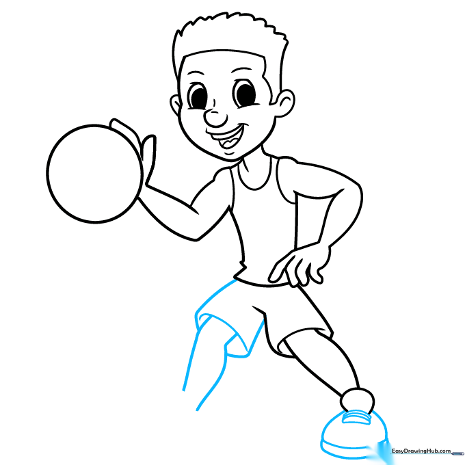 Detailed sketch of basketball sneakers and legs
