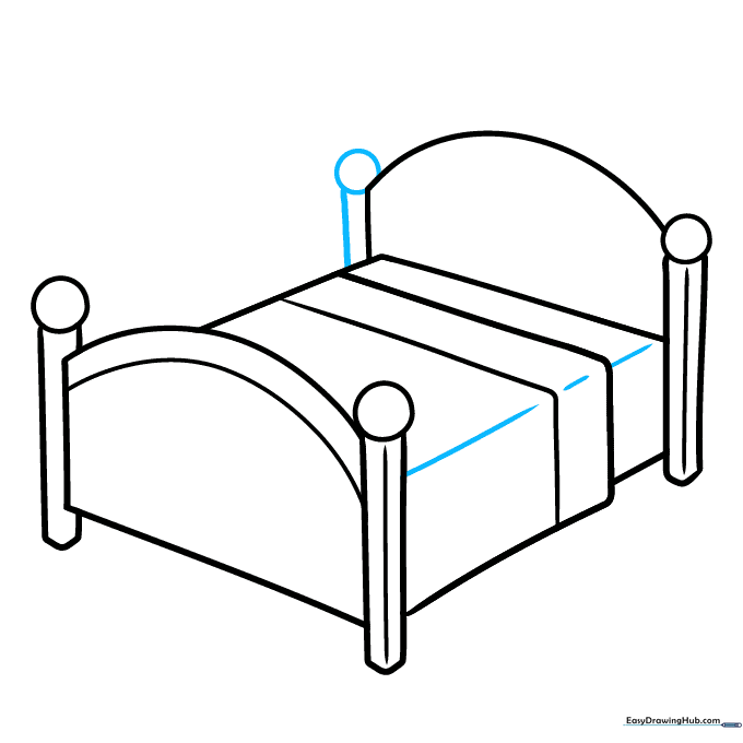 Adding the final bedpost and texture lines to the mattress.