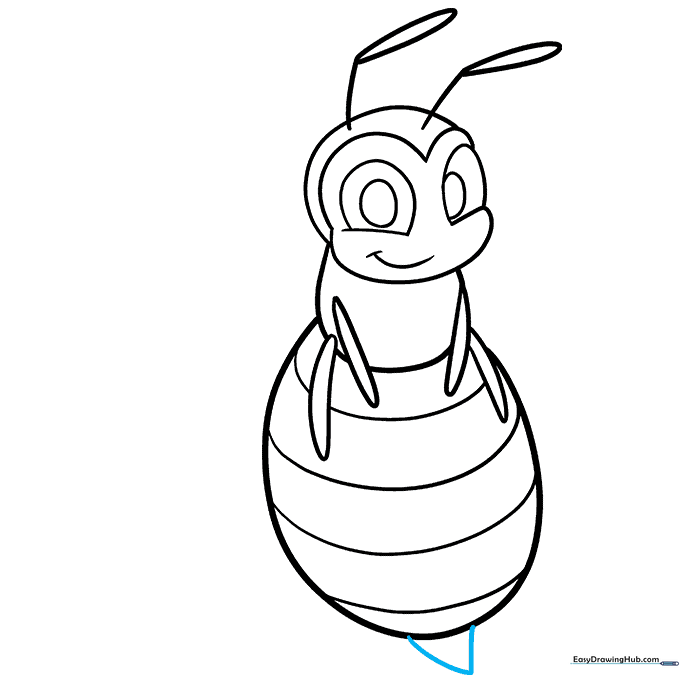 Adding a small triangle stinger to the base of the bee's abdomen.
