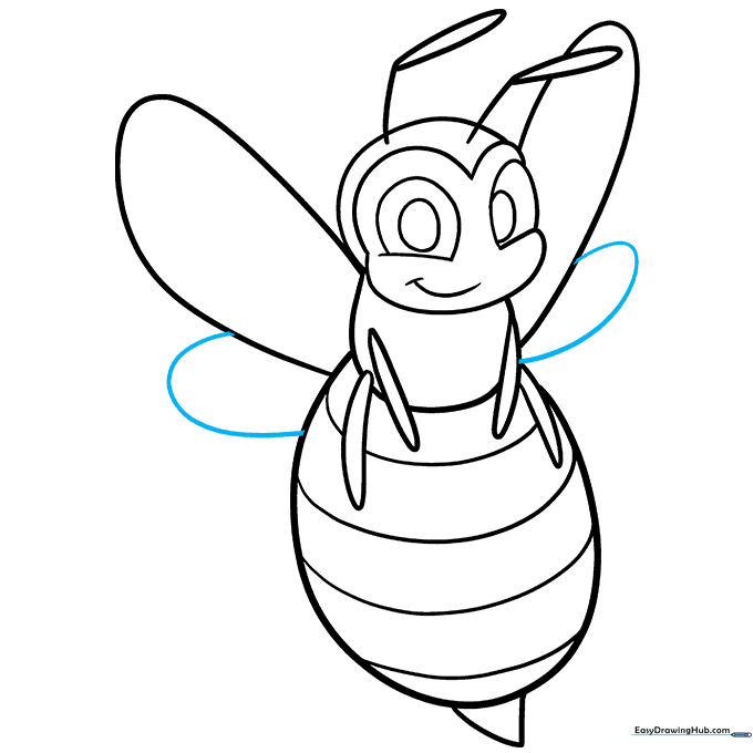 Adding smaller, secondary wings to complete the bee's flight profile.