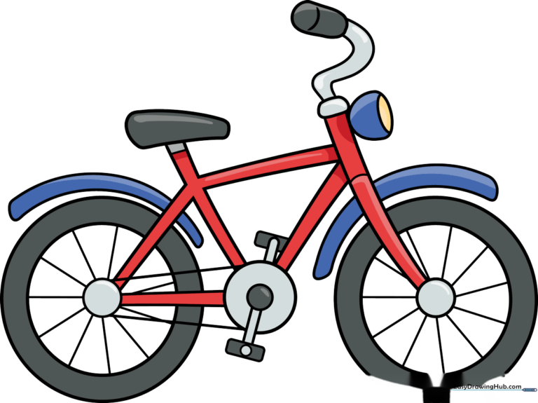 A colorful, friendly cartoon bicycle illustration used as the featured image for the drawing tutorial.