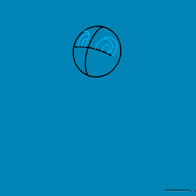 Two rounded eye shapes positioned on the horizontal guideline