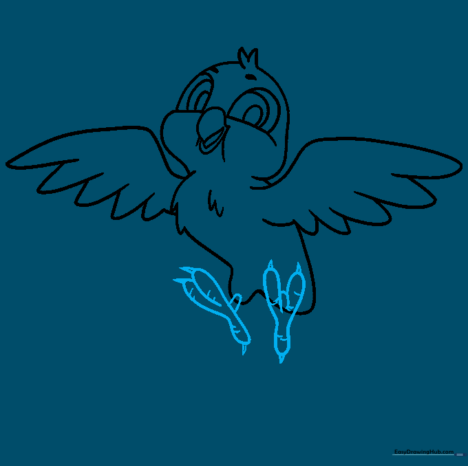 Detailed bird feet with Y-shaped toes and sharp claw points